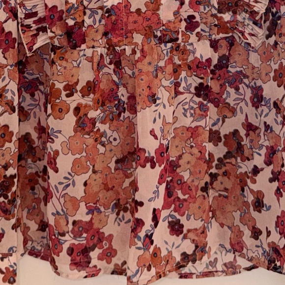 Mango (MNG) Floral Chiffon Ruffle Blouse – Romantic Boho Style - Picture 5 of 5